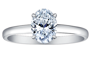 18K White Gold & Palladium Alloy (hypoallergenic) 0.50-1.00cttw Oval Shape Canadian Diamond Engagement Ring