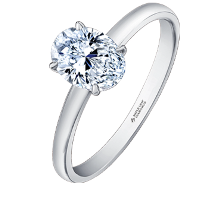 18K White Gold &amp; Palladium Alloy (hypoallergenic) 0.50-1.00cttw Oval Shape Canadian Diamond Engagement Ring