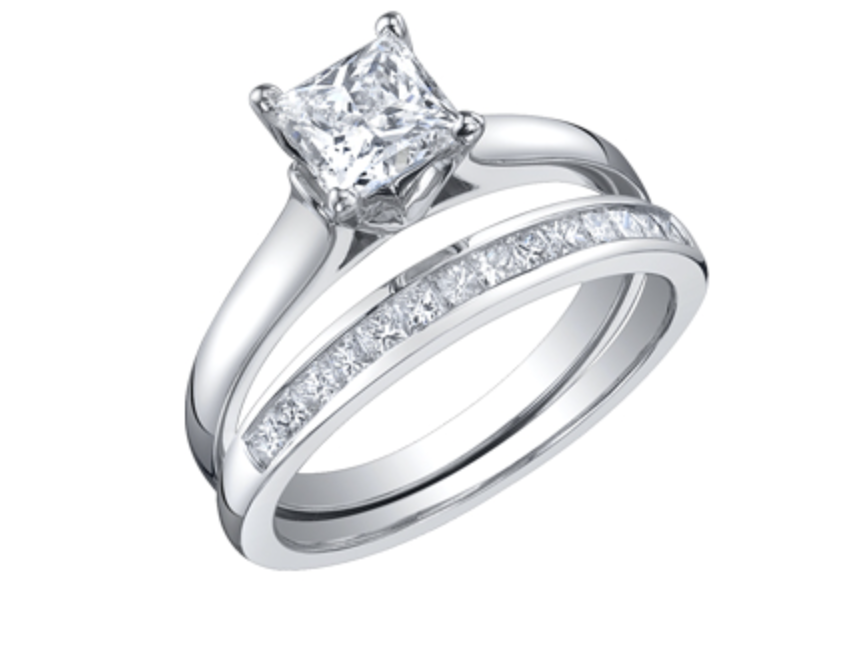 18K White Gold & Palladium Alloy (hypoallergenic) -1.00cttw Princess Cut Canadian Diamond Engagement Ring