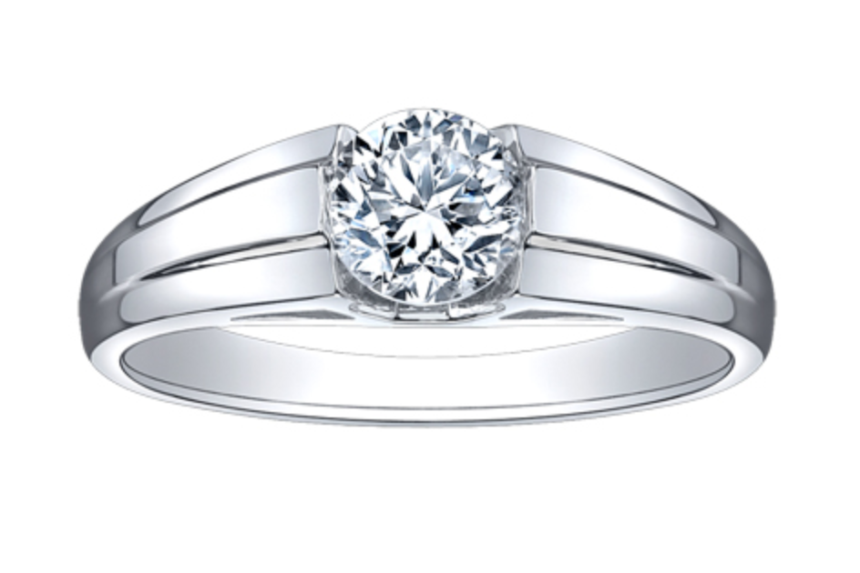 18K White Gold &amp; Palladium Alloy (hypoallergenic) 0.50cttw Round Brilliant Canadian Diamond Engagement Ring