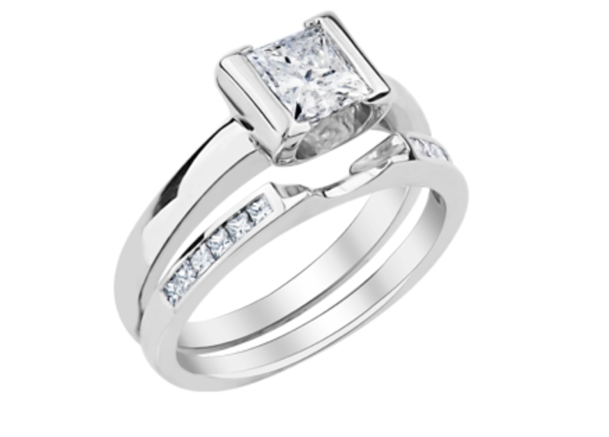 18K White Gold & Palladium Alloy (hypoallergenic) -1.00cttw Princess Cut Canadian Diamond Engagement Ring