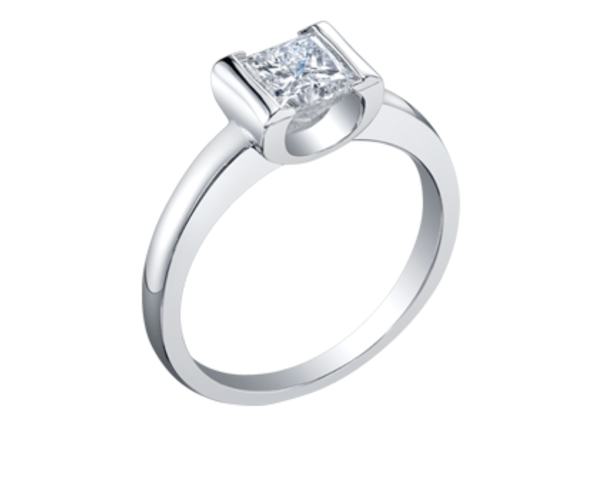 18K White Gold & Palladium Alloy (hypoallergenic) -1.00cttw Princess Cut Canadian Diamond Engagement Ring