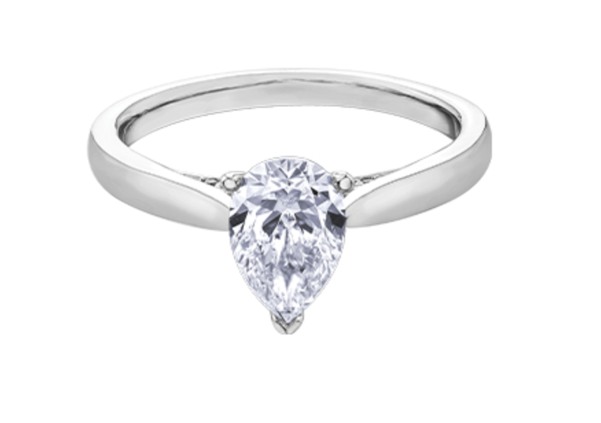 18K White Gold &amp; Palladium Alloy (hypoallergenic) 1.05cttw Pear Shape Canadian Diamond Engagement Ring