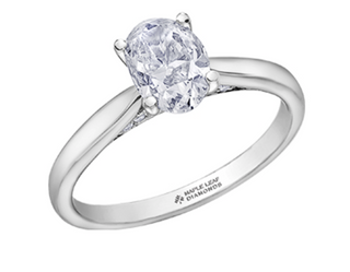 18K White Gold & Palladium Alloy (hypoallergenic) 1.05cttw Oval Shape Canadian Diamond Engagement Ring