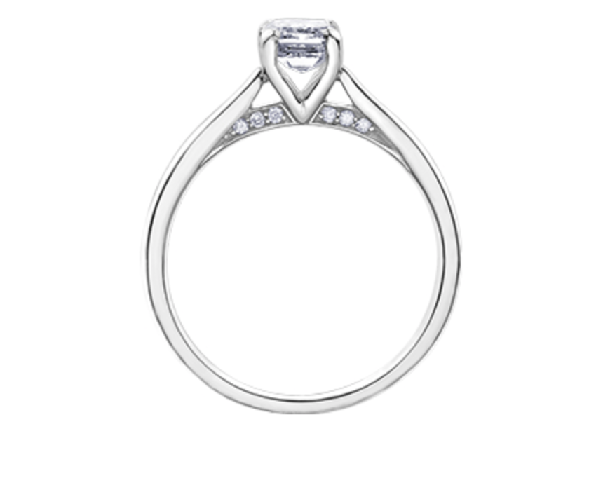 18K White Gold &amp; Palladium Alloy (hypoallergenic) 1.05cttw Emerald Cut Canadian Diamond Engagement Ring