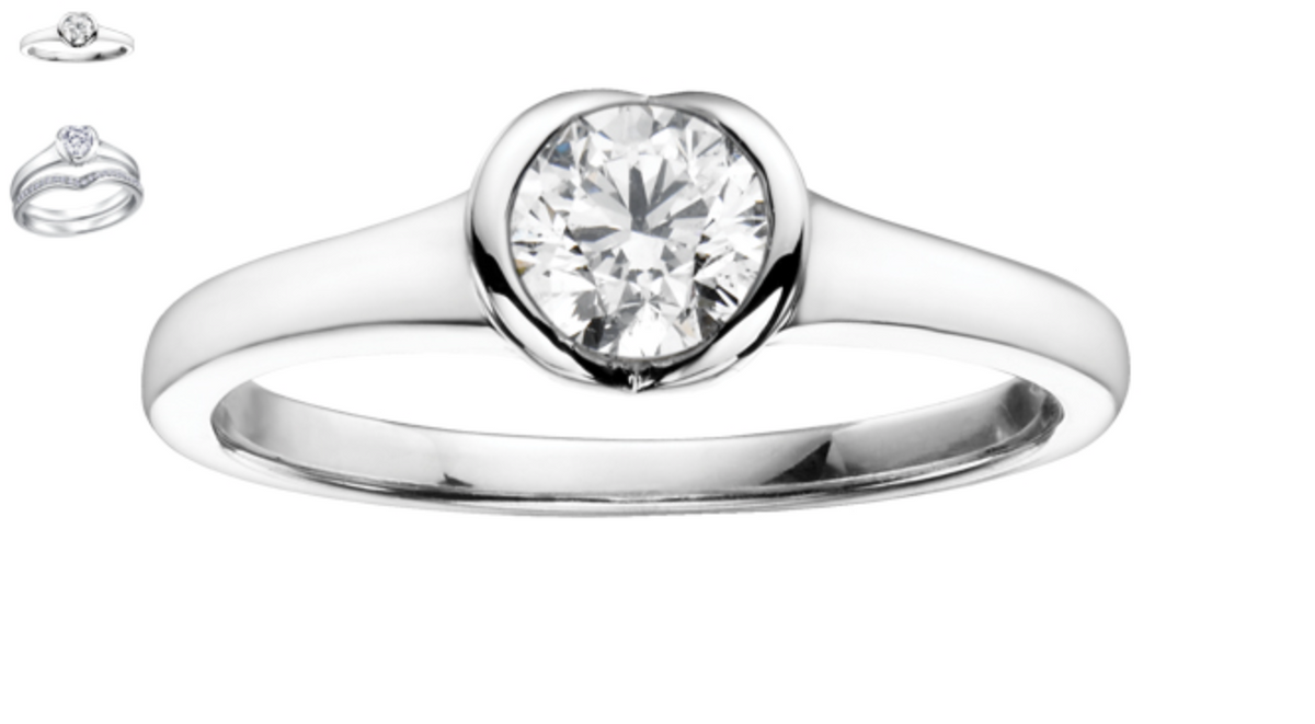 18K White Gold &amp; Palladium Alloy (hypoallergenic) 0.50cttw Round Brilliant Canadian Diamond Engagement Ring