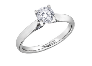 18K White Gold & Palladium Alloy (hypoallergenic) 0.73cttw Round Brilliant Canadian Diamond Engagement Ring