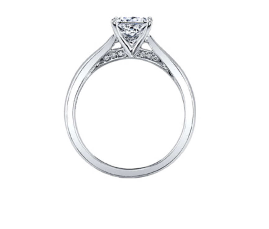 18K White Gold &amp; Palladium Alloy (hypoallergenic) 0.55-1.05cttw Cushion Cut Canadian Diamond Engagement Ring