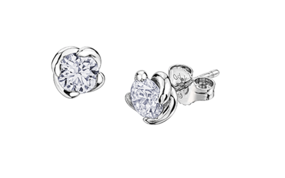 18K White Gold With Palladium Alloy(hypoallergenic) 0.10-1.00cttw Round Brilliant Canadian Diamond Earrings