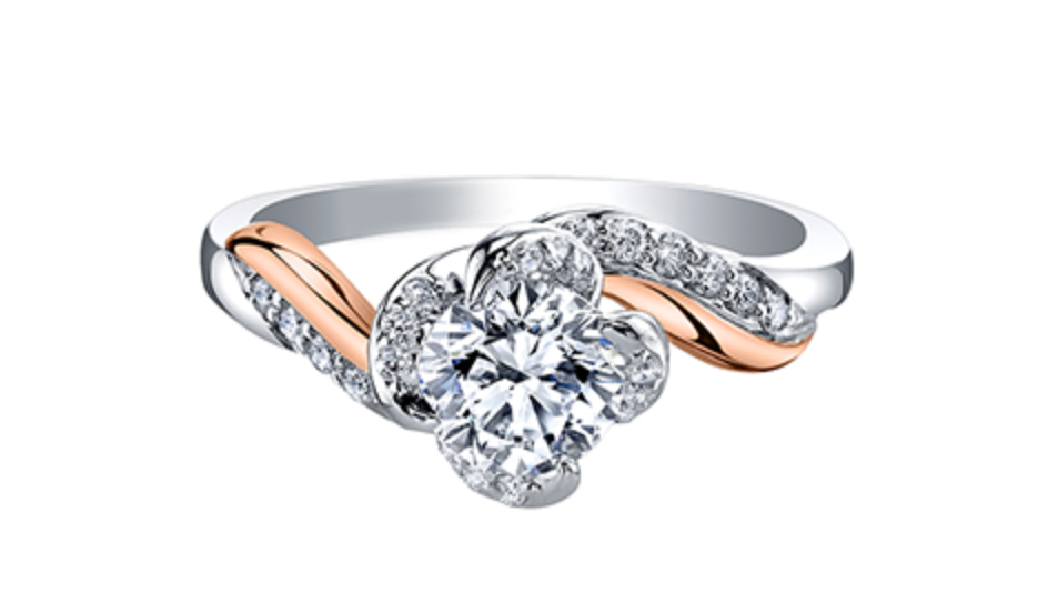 18K White &amp; Rose Gold Palladium Alloy (hypoallergenic) 0.60-1.20cttw Round Brilliant Canadian Diamond Engagement Ring