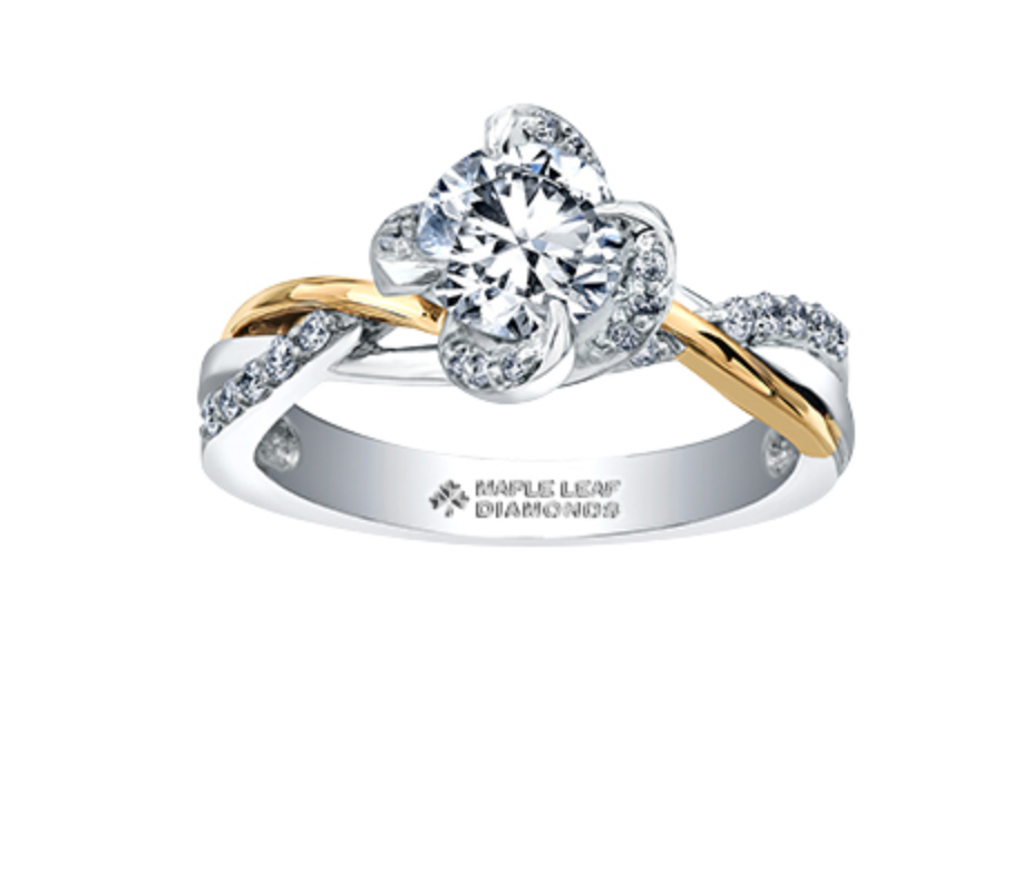 18K White &amp; Yellow Gold Palladium Alloy (hypoallergenic) 0.55-1.17cttw Round Brilliant Canadian Diamond Engagement Ring