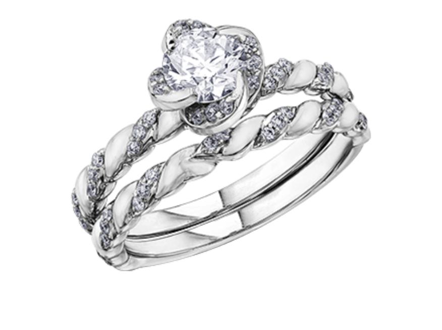 Anillo de compromiso de diamante canadiense brillante redondo de 0,43-0,85 quilates de aleación de paladio en oro blanco de 18 quilates (hipoalergénico)