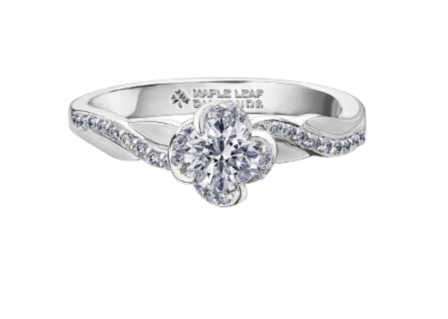 18K White Gold Palladium Alloy (hypoallergenic) 0.65cttw Round Brilliant Canadian Diamond Engagement Ring