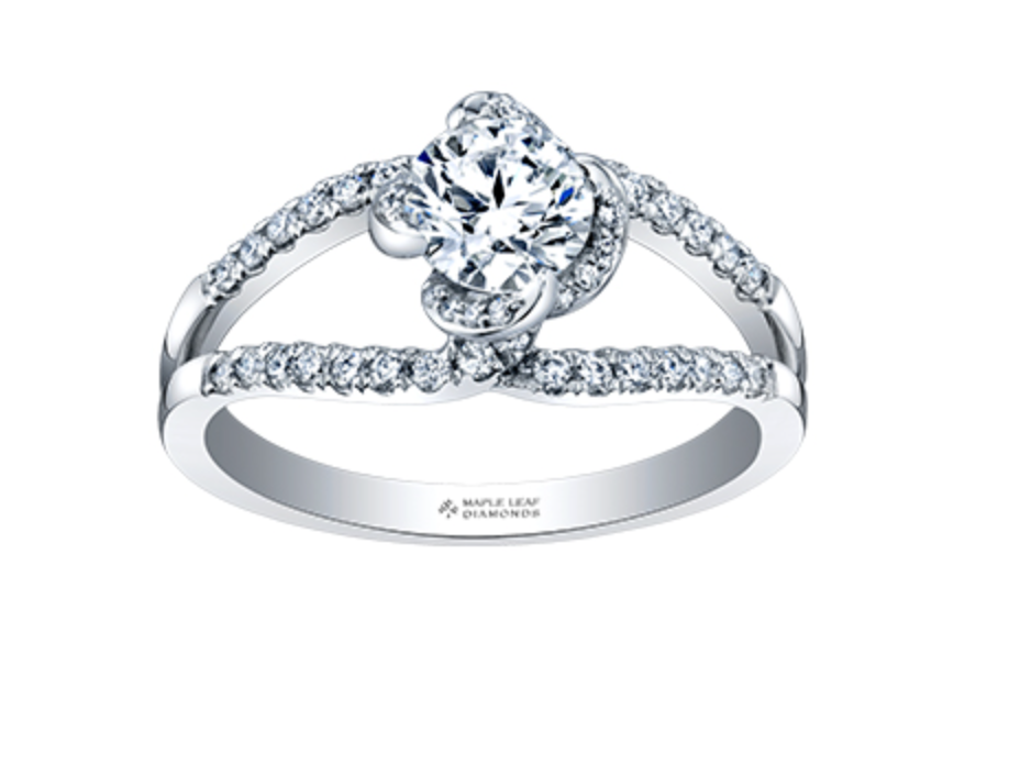 18K White Gold Palladium Alloy (hypoallergenic) 0.78-1.00cttw Round Brilliant Canadian Diamond Engagement Ring