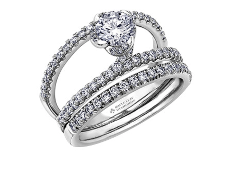 18K White Gold Palladium Alloy (hypoallergenic) 0.90cttw Round Brilliant Canadian Diamond Engagement Ring