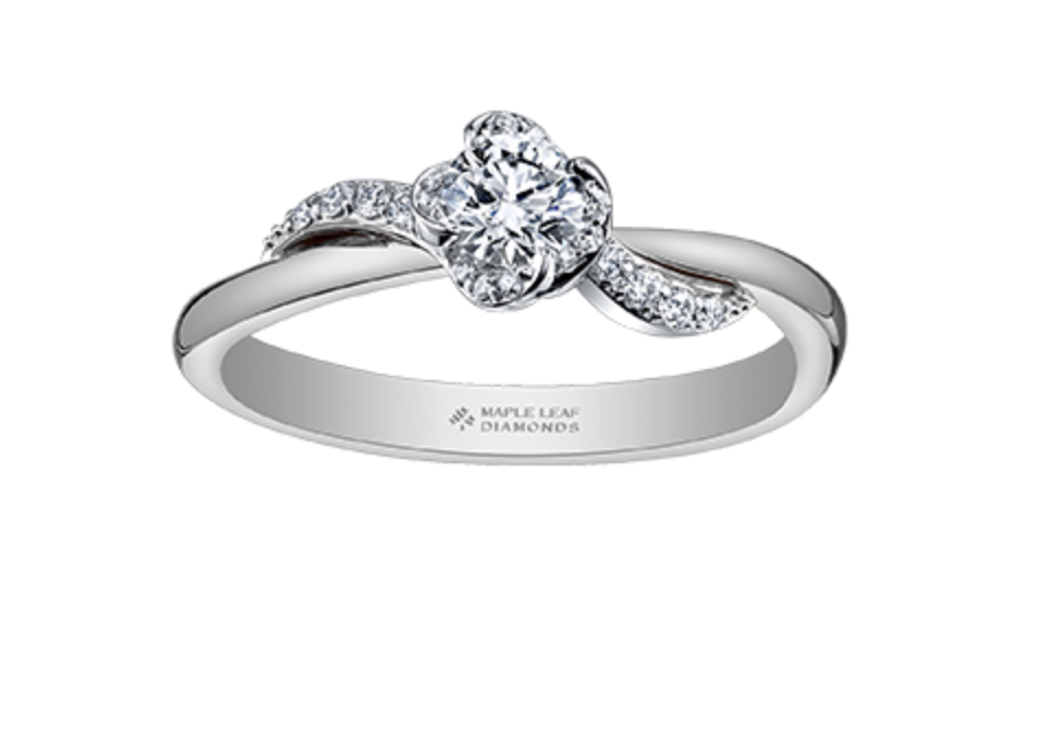 18K White Gold Palladium Alloy (hypoallergenic) 0.40-0.72cttw Round Brilliant Canadian Diamond Engagement Ring