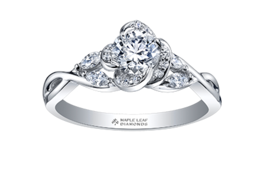 18K White Gold Palladium Alloy (hypoallergenic) 0.93cttw Round Brilliant Canadian Diamond Engagement Ring