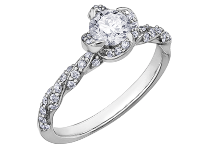 18K White Gold Palladium Alloy (hypoallergenic) 0.51-0.95cttw Round Brilliant Canadian Diamond Engagement Ring