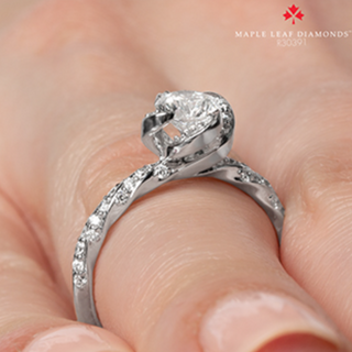 18K White Gold Palladium Alloy (hypoallergenic) 0.51-0.95cttw Round Brilliant Canadian Diamond Engagement Ring