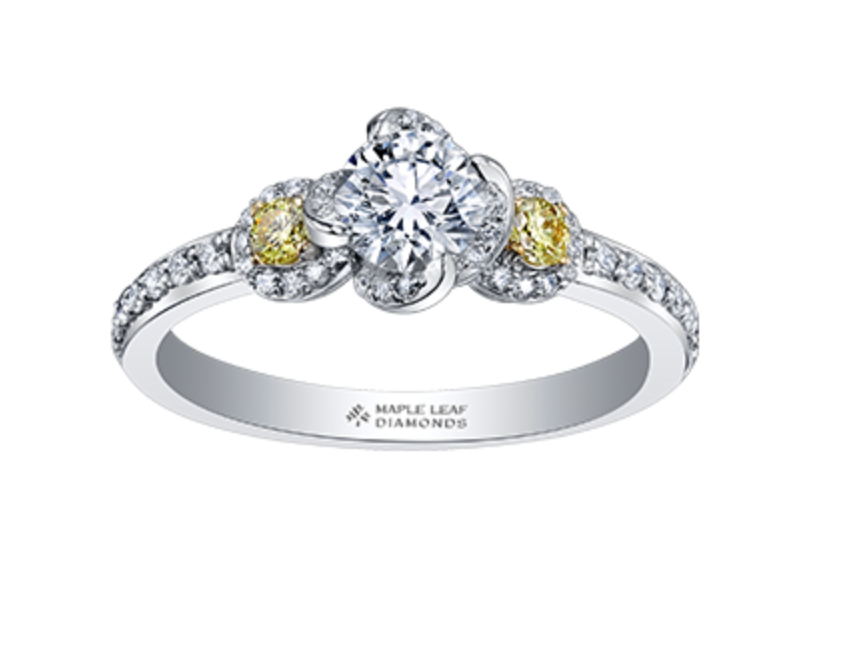 18K White &amp; Yellow Gold Palladium Alloy (hypoallergenic) 0.57-0.78cttw Round Brilliant Canadian Diamond Engagement Ring