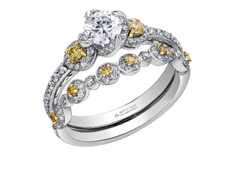 18K White &amp; Yellow Gold Palladium Alloy (hypoallergenic) 0.57-0.78cttw Round Brilliant Canadian Diamond Engagement Ring