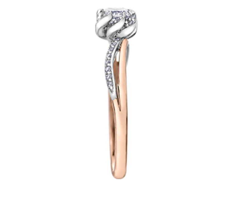 18K White &amp; Rose Gold Palladium Alloy (hypoallergenic) 0.40cttw Princess Cut Canadian Diamond Engagement Ring