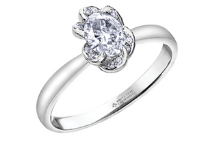 18K White Gold Palladium Alloy (hypoallergenic) 0.33-0.55cttw Oval Cut Canadian Diamond Engagement Ring