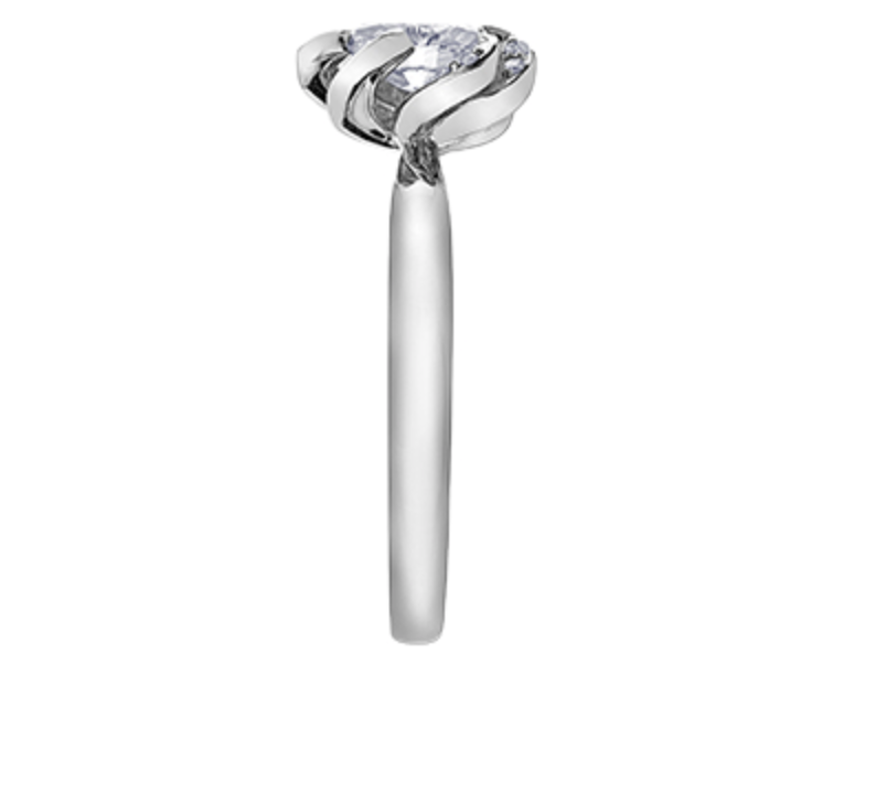 Anillo de compromiso de diamantes canadienses de talla ovalada de 0,33-0,55 quilates, aleación de paladio (hipoalergénico) en oro blanco de 18 quilates