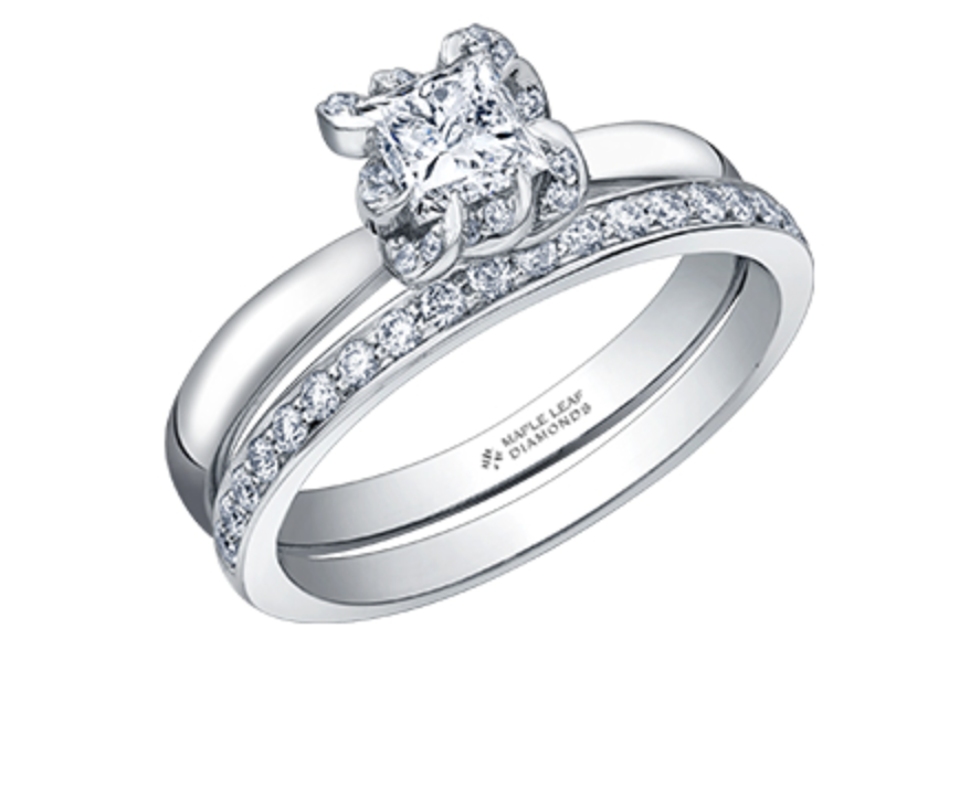 18K White Gold Palladium Alloy (hypoallergenic) 0.33-1.08cttw Princess Cut Canadian Diamond Engagement Ring