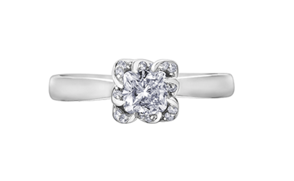 18K White Gold Palladium Alloy (hypoallergenic) 0.33-1.08cttw Cushion Cut Canadian Diamond Engagement Ring - / 0.33 Carat Total