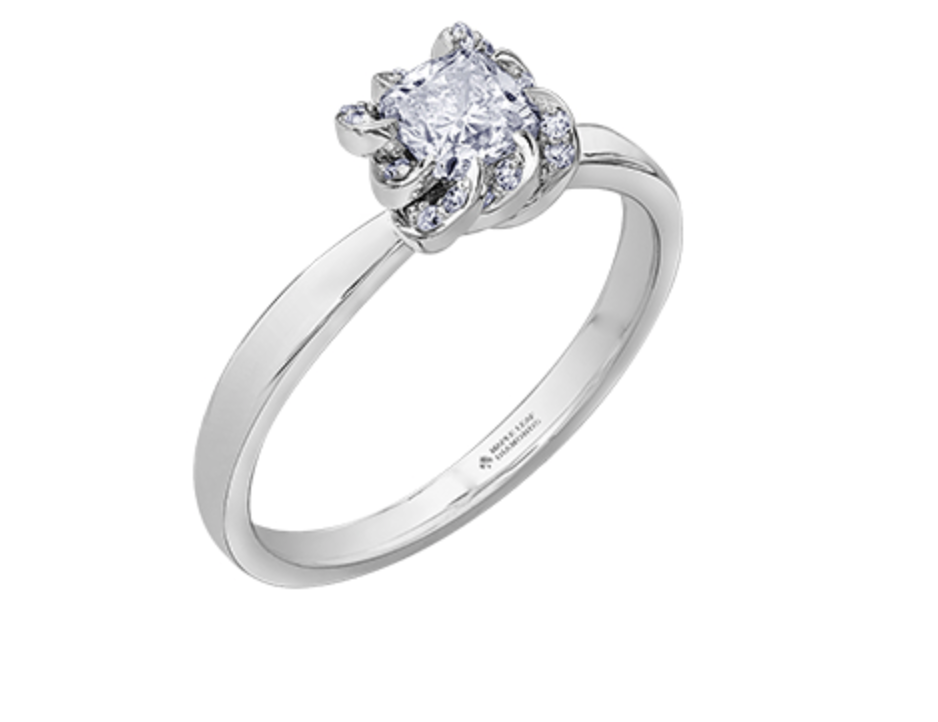 18K White Gold Palladium Alloy (hypoallergenic) 0.33-1.08cttw Cushion Cut Canadian Diamond Engagement Ring