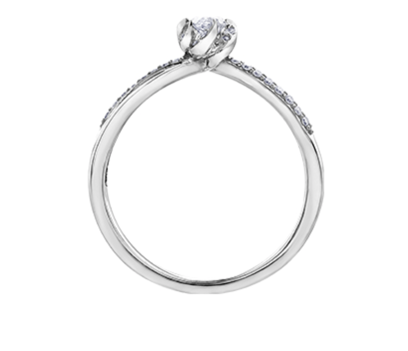 18K White Gold Palladium Alloy (hypoallergenic) 0.40cttw Marquise Cut Canadian Diamond Engagement Ring