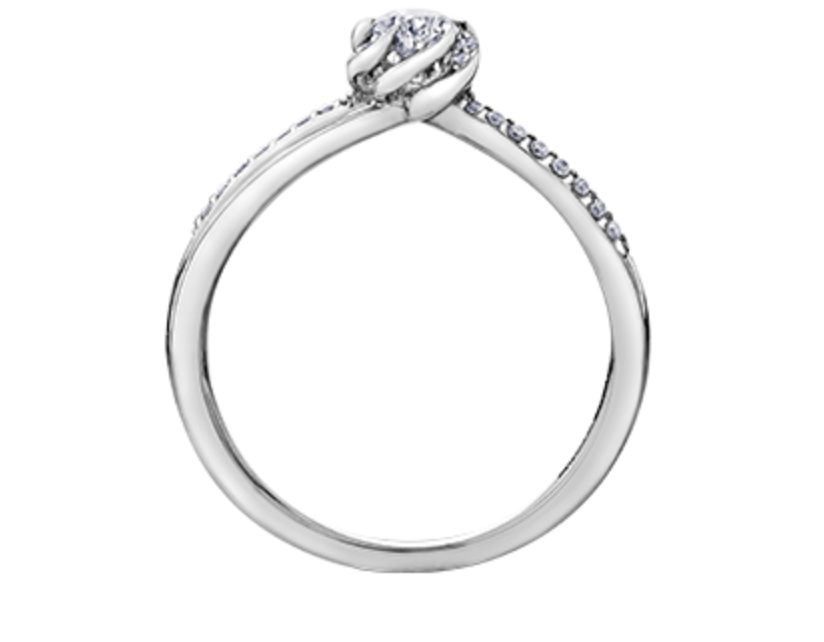 18K White Gold Palladium Alloy (hypoallergenic) 0.40cttw Pear Shape Canadian Diamond Engagement Ring
