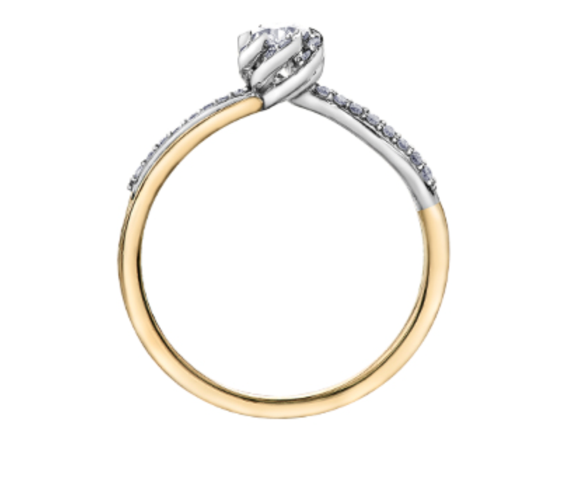 18K White &amp; Yellow Gold Palladium Alloy (hypoallergenic) 0.40cttw Oval Cut Canadian Diamond Engagement Ring