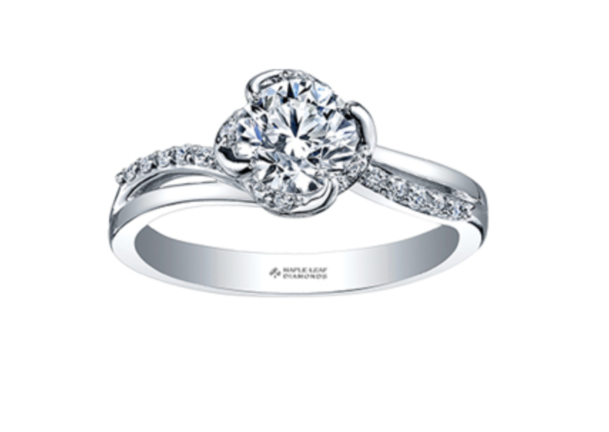 18K White Gold Palladium Alloy (hypoallergenic) 0.40-1.20cttw Round Brilliant Canadian Diamond Engagement Ring