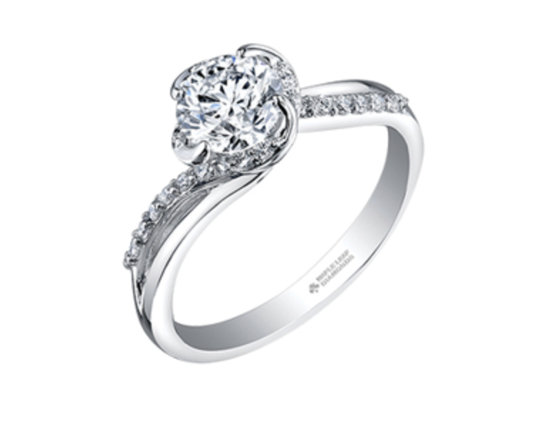 18K White Gold Palladium Alloy (hypoallergenic) -1.20cttw Round Brilliant Canadian Diamond Engagement Ring