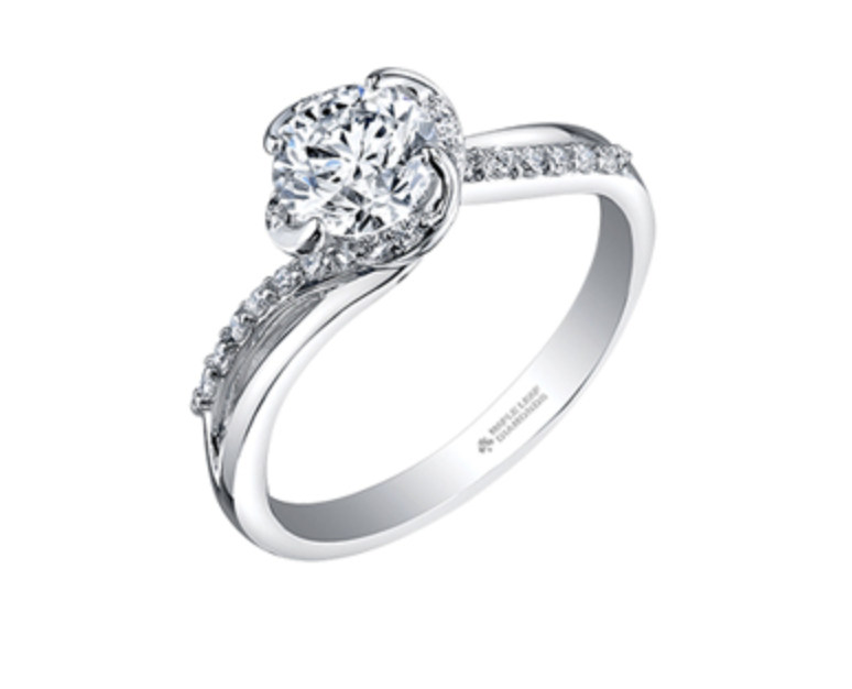 18K White Gold Palladium Alloy (hypoallergenic) 0.40-1.20cttw Round Brilliant Canadian Diamond Engagement Ring
