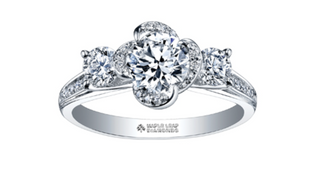 18K White Gold & Palladium Alloy (hypoallergenic) 0.65-1.65cttw 3 Stone Canadian Diamond Engagement Ring