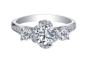 18K White Gold & Palladium Alloy (hypoallergenic) 0.65-1.65cttw 3 Stone Canadian Diamond Engagement Ring