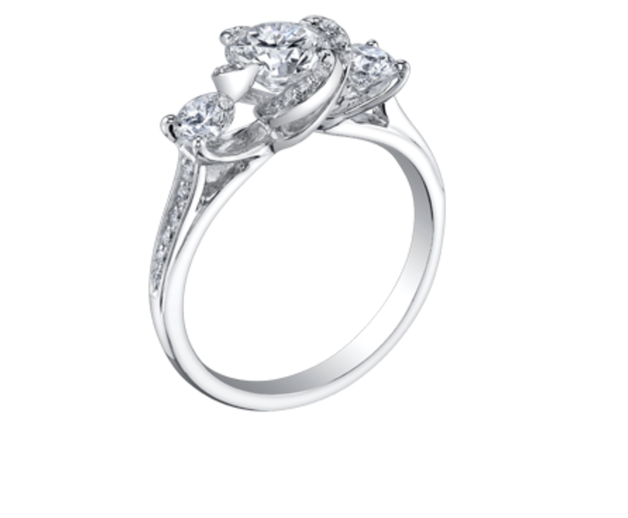 18K White Gold &amp; Palladium Alloy (hypoallergenic) 0.65-1.65cttw 3 Stone Canadian Diamond Engagement Ring