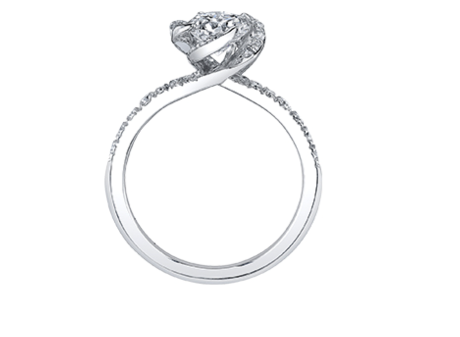 Copia del anillo de compromiso de diamantes canadienses brillantes redondos de 0,50 a 1,33 quilates, aleación de paladio en oro blanco de 18 quilates (hipoalergénico)