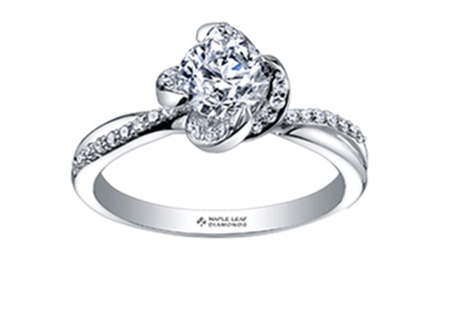 18K White Gold Palladium Alloy (hypoallergenic) 0.45-1.20cttw Round Brilliant Canadian Diamond Engagement Ring