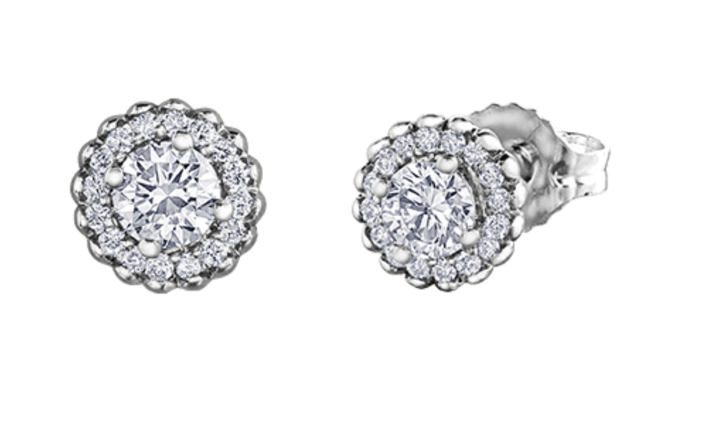 14K White Gold 0.38-0.48cttw Round Brilliant Canadian Diamond Earrings