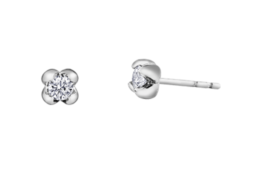 Aretes de diamantes canadienses brillantes redondos de 0,28 quilates en oro blanco de 14 quilates