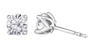 18K White Gold With Palladium Alloy (hypoallergenic) 0.11-2.00cttw Round Brilliant Canadian Diamond Stud Earrings