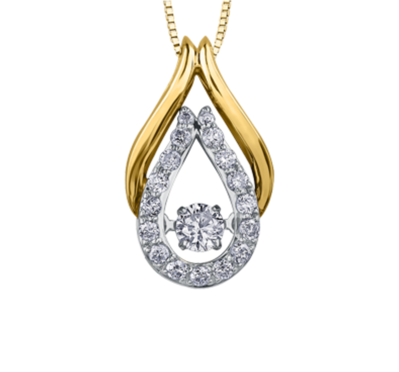 10K White, Yellow, or Rose Gold 0.25cttw Shimmer Diamond Pendant, 18&quot;
