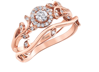 Anillo de compromiso de diamantes canadienses de 0,25 quilates en oro rosa de 10 quilates