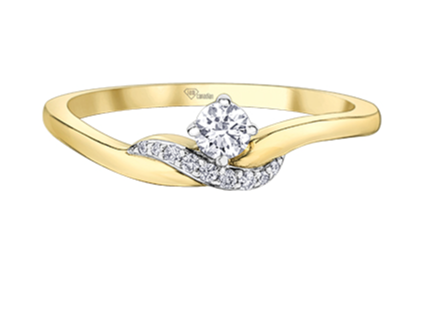 10K Yellow Gold 0.18cttw Canadian Diamond Engagement Ring