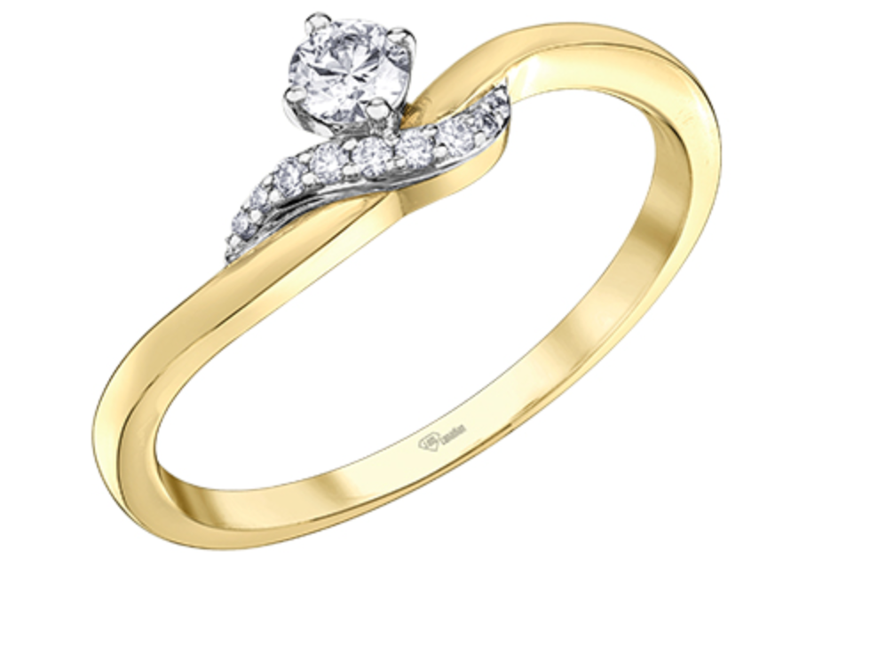 10K Yellow Gold 0.18cttw Canadian Diamond Engagement Ring