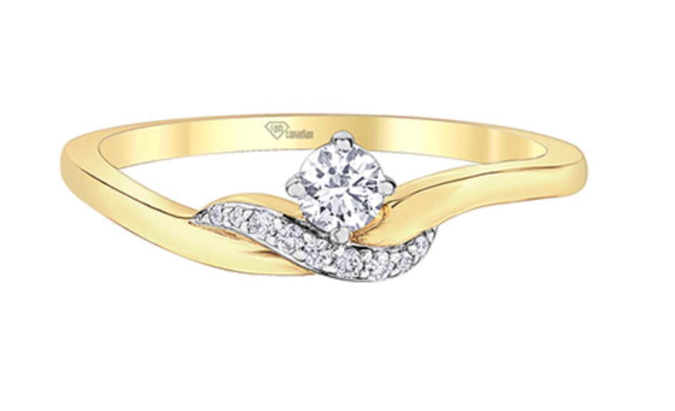 10K Yellow Gold 0.18cttw Canadian Diamond Engagement Ring